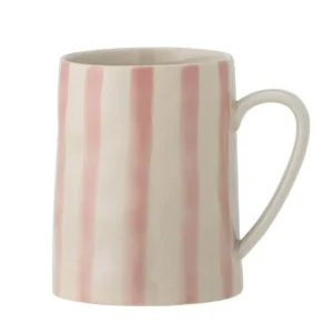 Randig mugg i stengods från Bloomingville med rosa ränder och klassisk form.