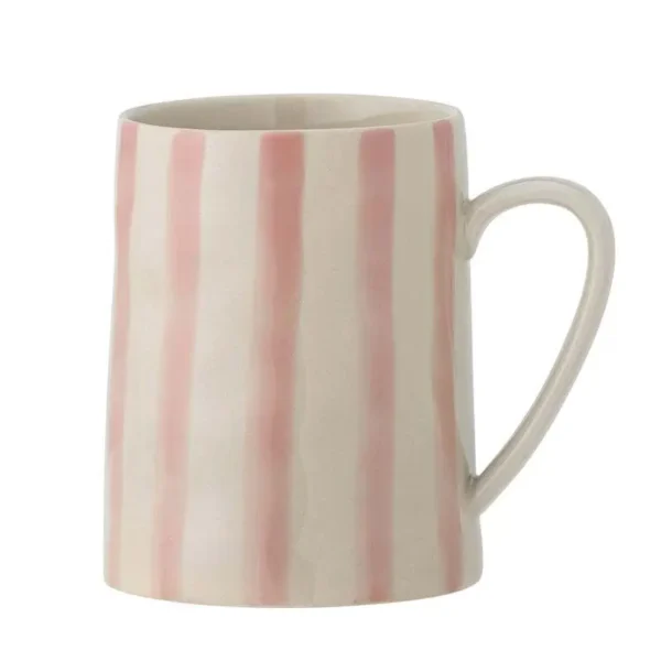 Randig mugg i stengods från Bloomingville med rosa ränder och klassisk form.