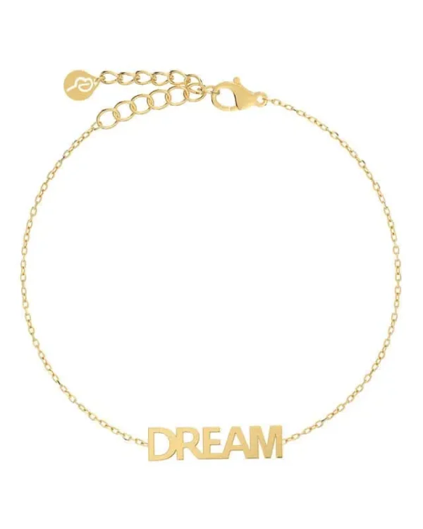 Guldpläterat armband med texten DREAM från Edblad, justerbar kedja och diskret logobricka.