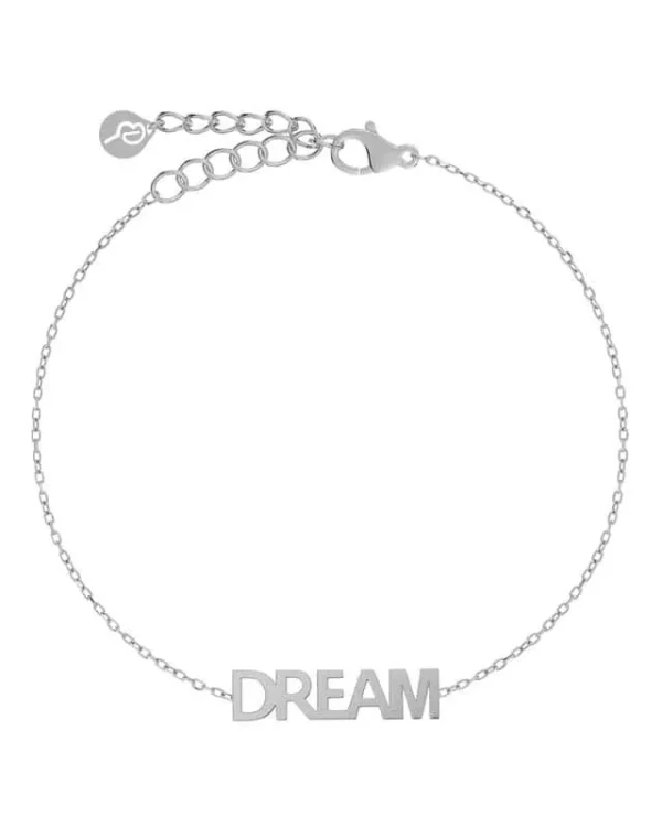 Armband i rostfritt stål med texten DREAM från Edblad, tunn kedja och justerbart lås.