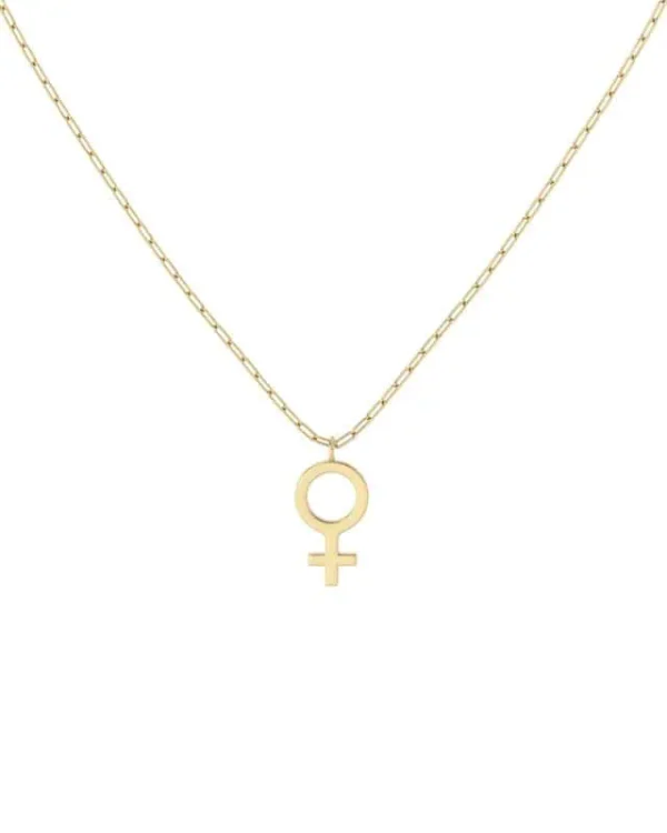 Halsband i guldpläterat rostfritt stål från Edblad med Venus-symbol som hänge, mot vit bakgrund.