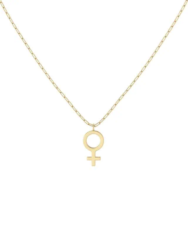 Halsband i guldpläterat rostfritt stål från Edblad med Venus-symbol som hänge, mot vit bakgrund.