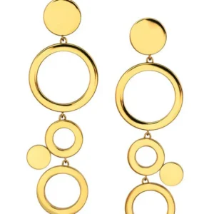 Luna Nova Earrings Gold – örhängen i guldfärgat stål med flera hängande cirklar.