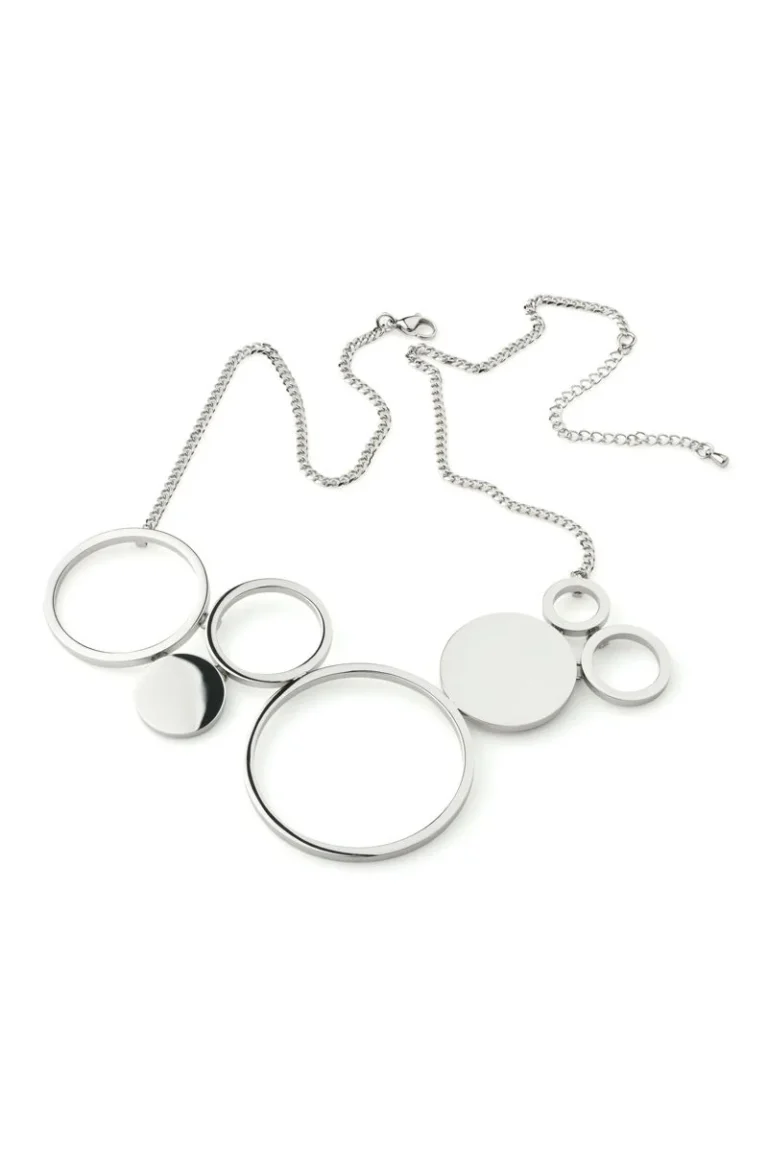 Luna Nova Grand Necklace – skulpturalt halsband i glänsande stål