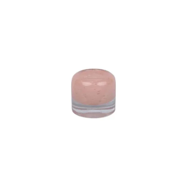 Leah ljuslykta i rosa handblåst glas med bubblor och kraftig botten i glas