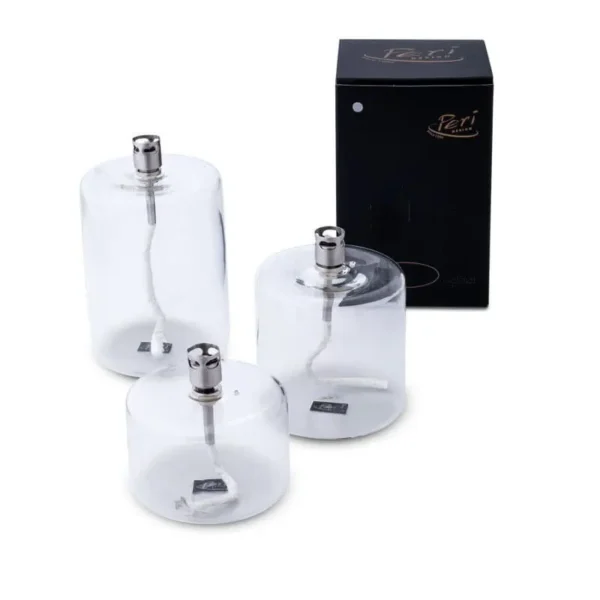 Cylinder Clear Chrome L – Elegant oljelampa i klart glas - Bild 3