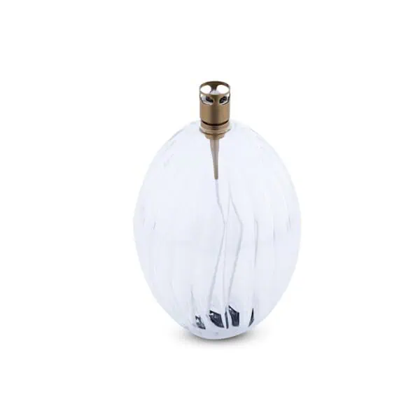 Oljelampa i klart räfflat glas med mässingsfärgad topp, modell Ovalis Elegant Brass M från Peri Design.