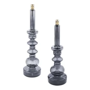 Candleholder Smoked Brass M – oljelampa i rökfärgat glas med mässingsdetalj, 30,5 cm hög modell från Peri Design.