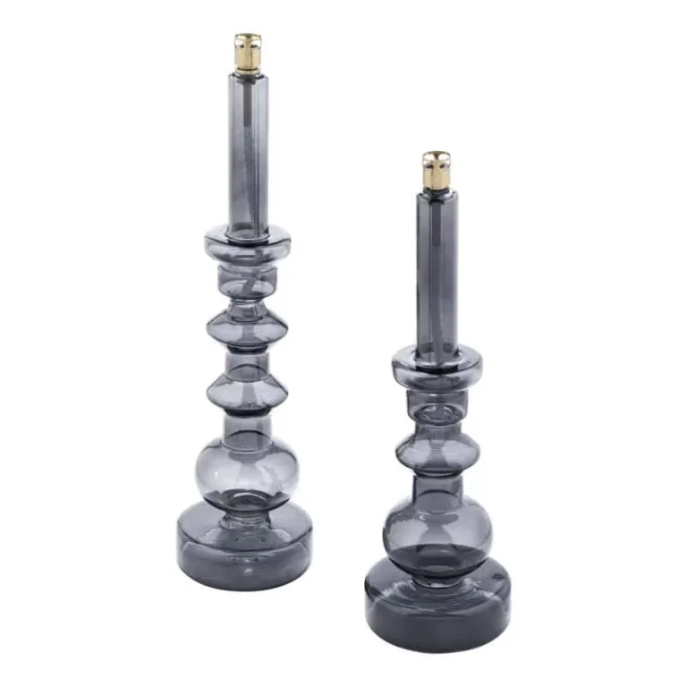 Candleholder Smoked Brass M – oljelampa i rökfärgat glas med mässingsdetalj, 30,5 cm hög modell från Peri Design.
