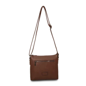 Brun crossoverväska från Lycke Oslo med lång axelrem och dragkedjeficka framtill