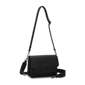 Svart axelremsväska med klaff från Lycke Oslo i minimalistisk skandinavisk design.