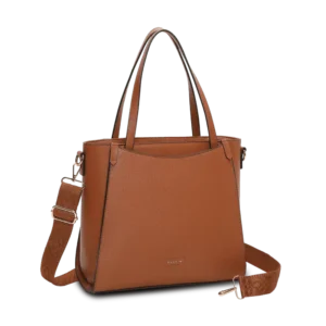 Cognac tote bag från Puccini med dubbla handtag och axelrem i klassisk design.