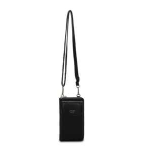 Svart phonebag från Lycke Oslo med lång axelrem och smalt, kompakt format för mobil och små tillhörigheter.