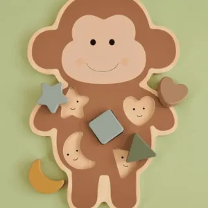 Monkey Pussel från Jabadabado i FSC-certifierat trä med formsortering och färgglada pusselbitar för barn från 1 år.
